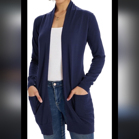 NWOT Grace Karin Blue Open-Front Cardigan Sweater - Picture 1 of 8
